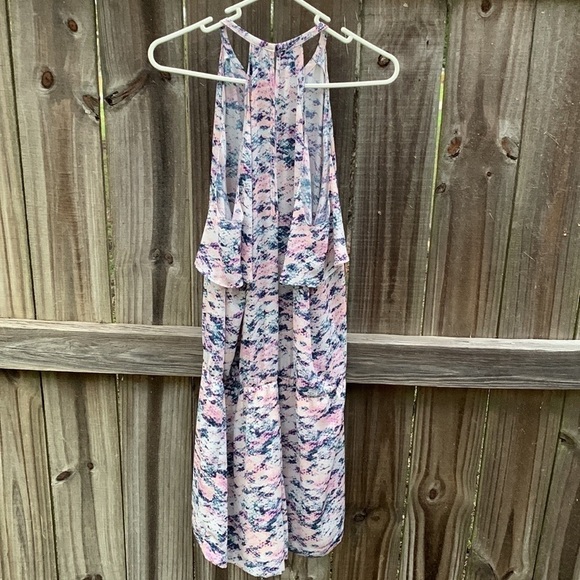 Amanda Uprichard Ora Cold Shoulder Romper Reptile Print Pink Blue M - Picture 2 of 7